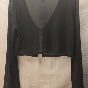⚡️(3/15). Wild Fable Black Mesh Long Sleeve Crop Blouse